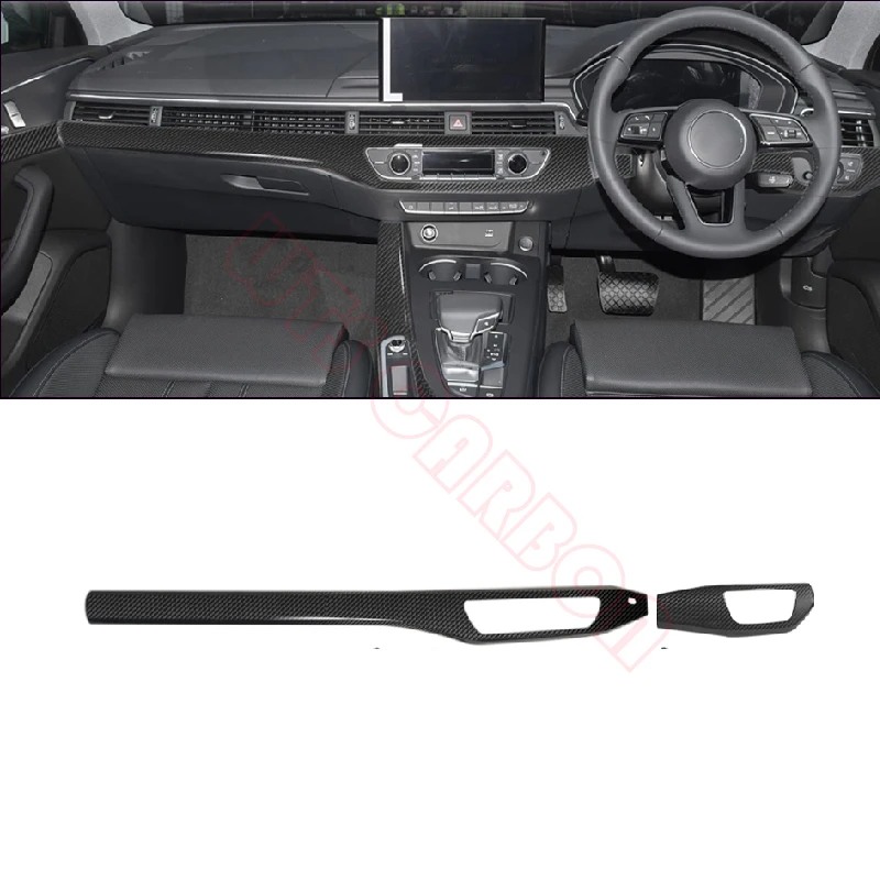 RHD only Real Dry Carbon Interior Center Dashboard Dash Cover 2pcs For Audi A4 S4 A5 S5 RS5 Sportback B9 2017-2021