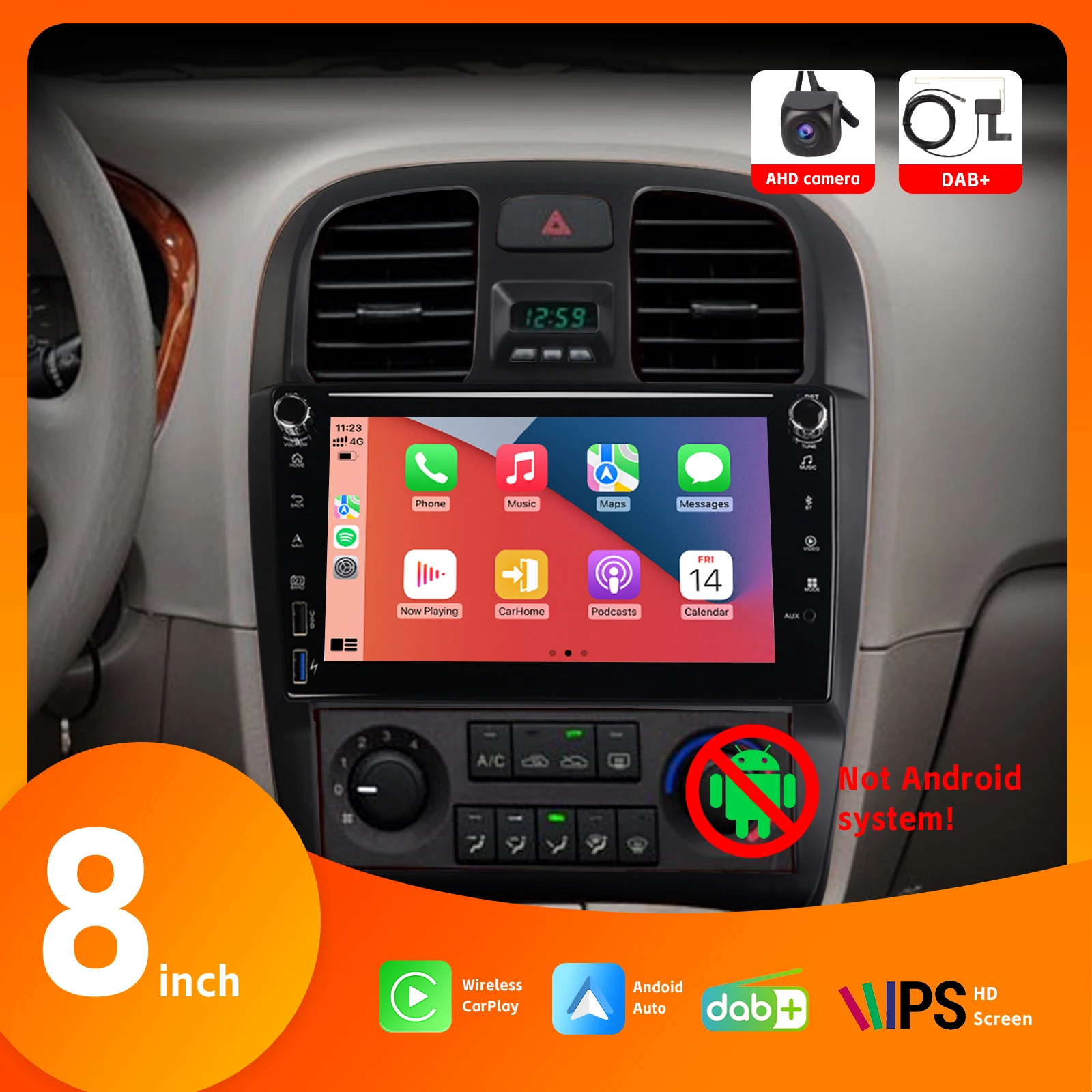 8" Car Radio Wireless Carplay Android Auto HD IPS Touch Screen DAB+ AHD Rear View Camera BT SWC for Hyundai Sonata 2004-2009