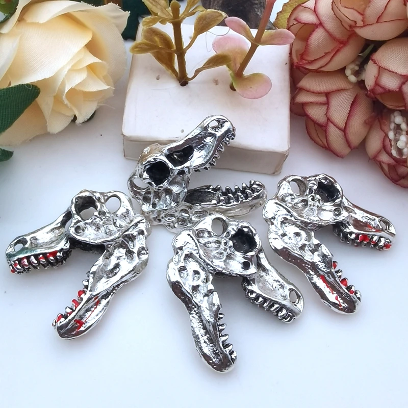 2pcs 35x29mm 3D Charm Halloween Dinosaur Skull Pendants for Jewelry Making DIY Jewelry Earring Handmade Accessories