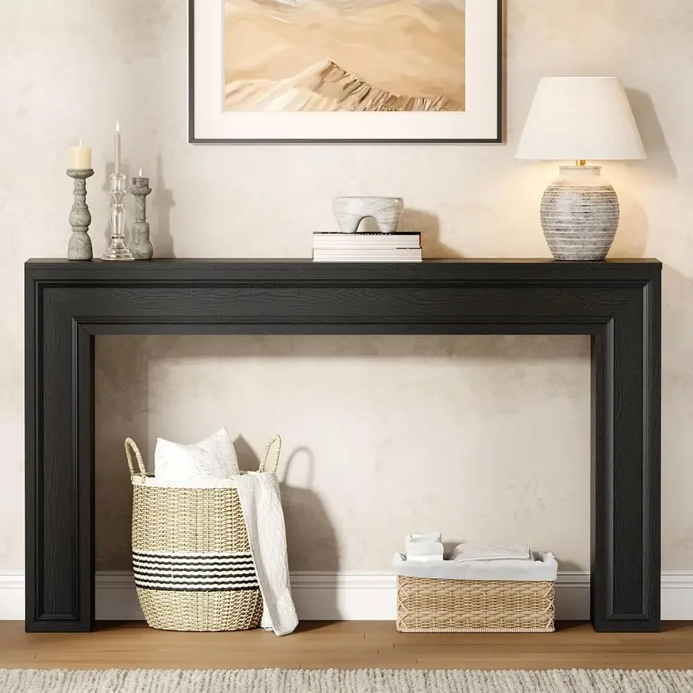 55 Long Elegant Entryway Console Table for Hallway and Living Room (Black) view 5
