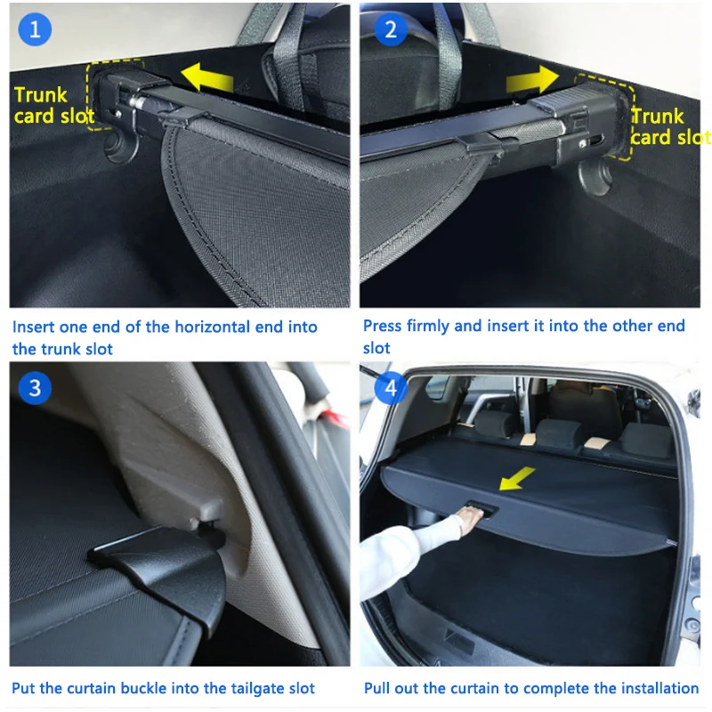 for Toyota RAV4 XA40 2013~2018 Car Trunk Curtain Cargo Cover Retractable Security Luggage Storage Mat Rear Boot Tray Accessories