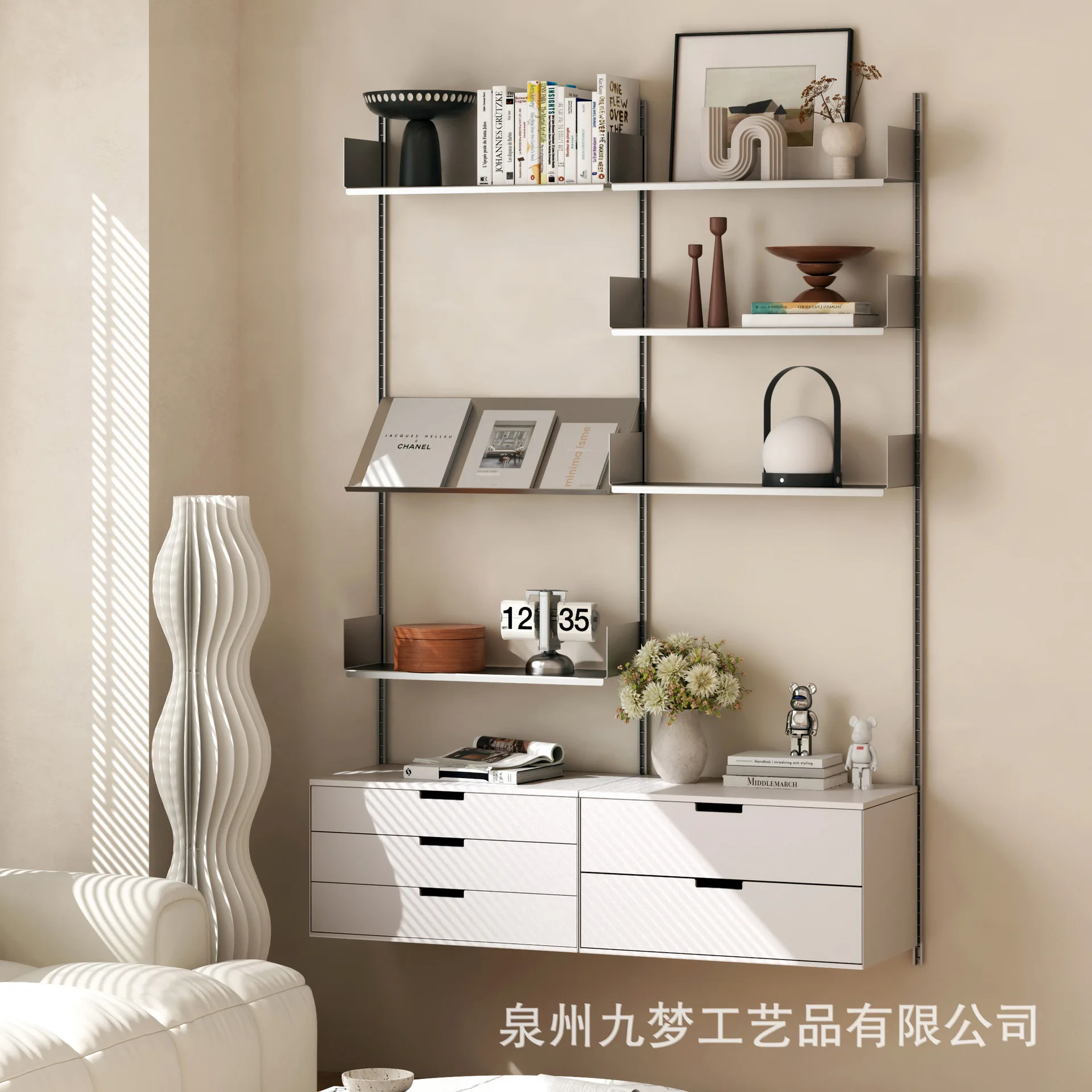 Nine dreams track bookshelf vitsoe606 stainless steel wall shelf DIY display rack