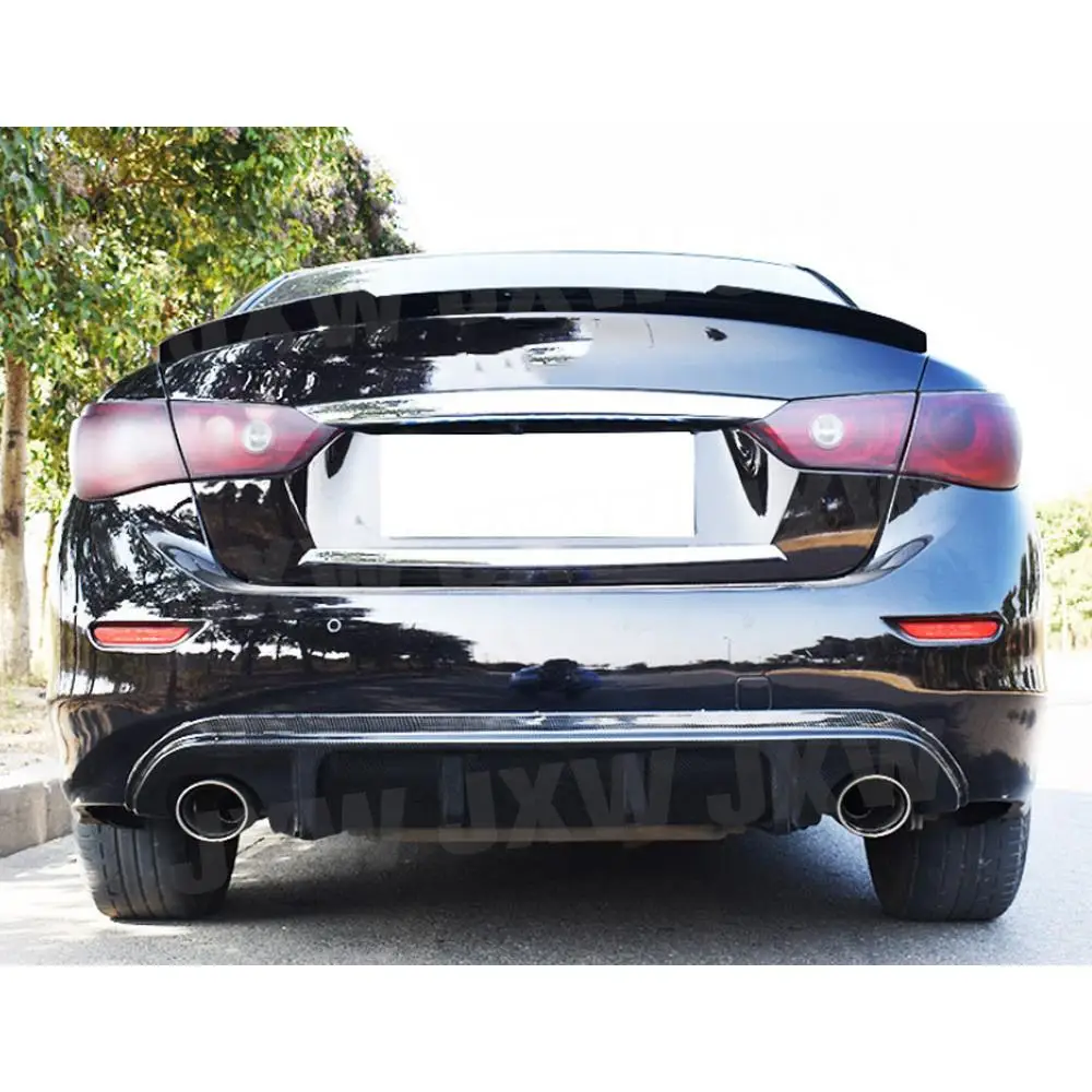 

ABS Carbon Look Matt Black Gloss Black Car Rear Bumper Diffuser Lip Spoiler For Infiniti Q50 Base Sport 2014-2017 Car Styling