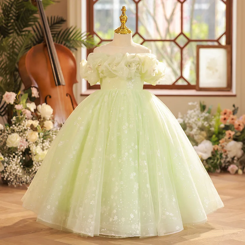 Children's Dress Girls' Princess Forest Series High end Flower Girl Birthday Show Puffy Dress, Host Piano Performance Dress