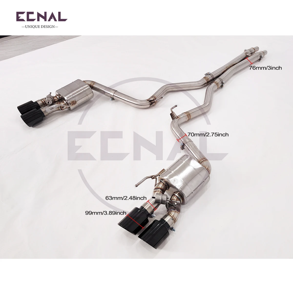

Ecnal Exhaust Catback Pipe with Valve Muffler for Ford Mustang GT 5.0L High Quality SS304 Car Sport Valved Exhaust System
