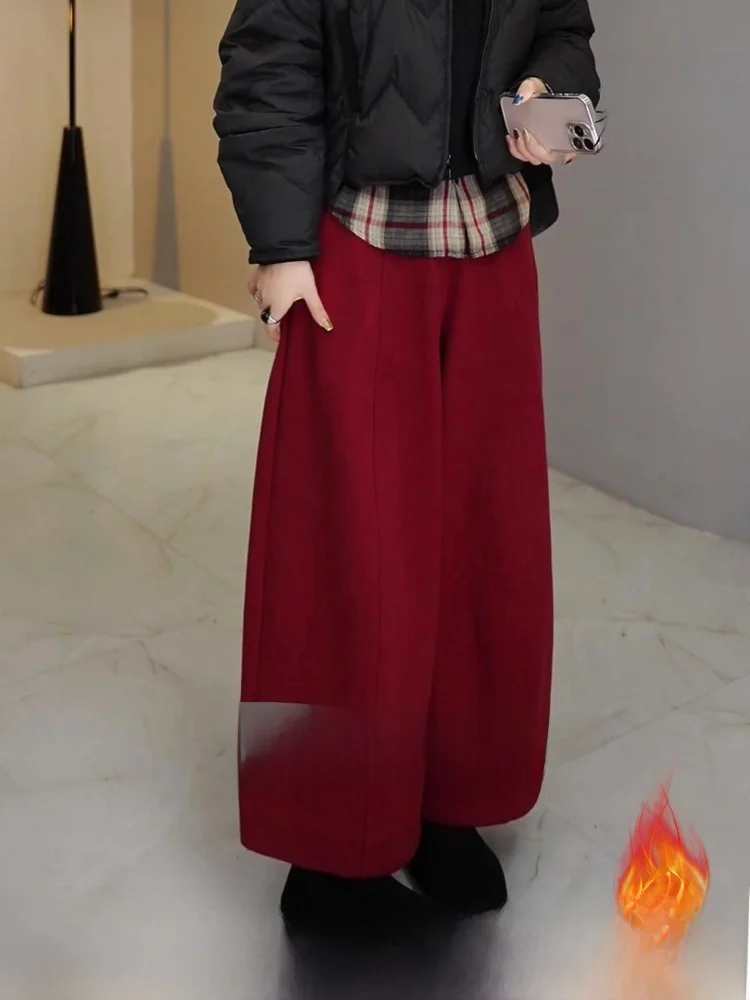 

Женские широкие брюки Thiened Fce с высокой талией, легкие брюки-бананы, удобные повседневные брюки с изогнутым ножем