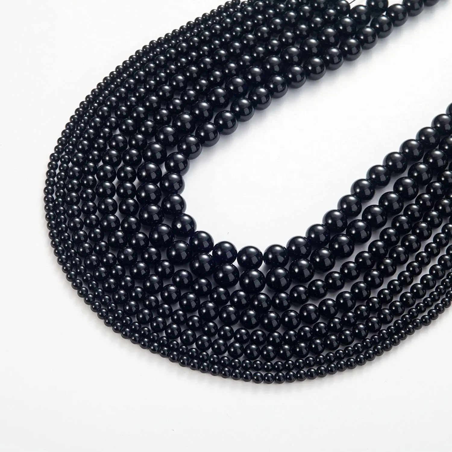 Natural Stone Beads 4/6/8/10mm Black Oynx Round Gemstone Loose Elastic Bracelet String for Bracelets Necklace Jewelry Making