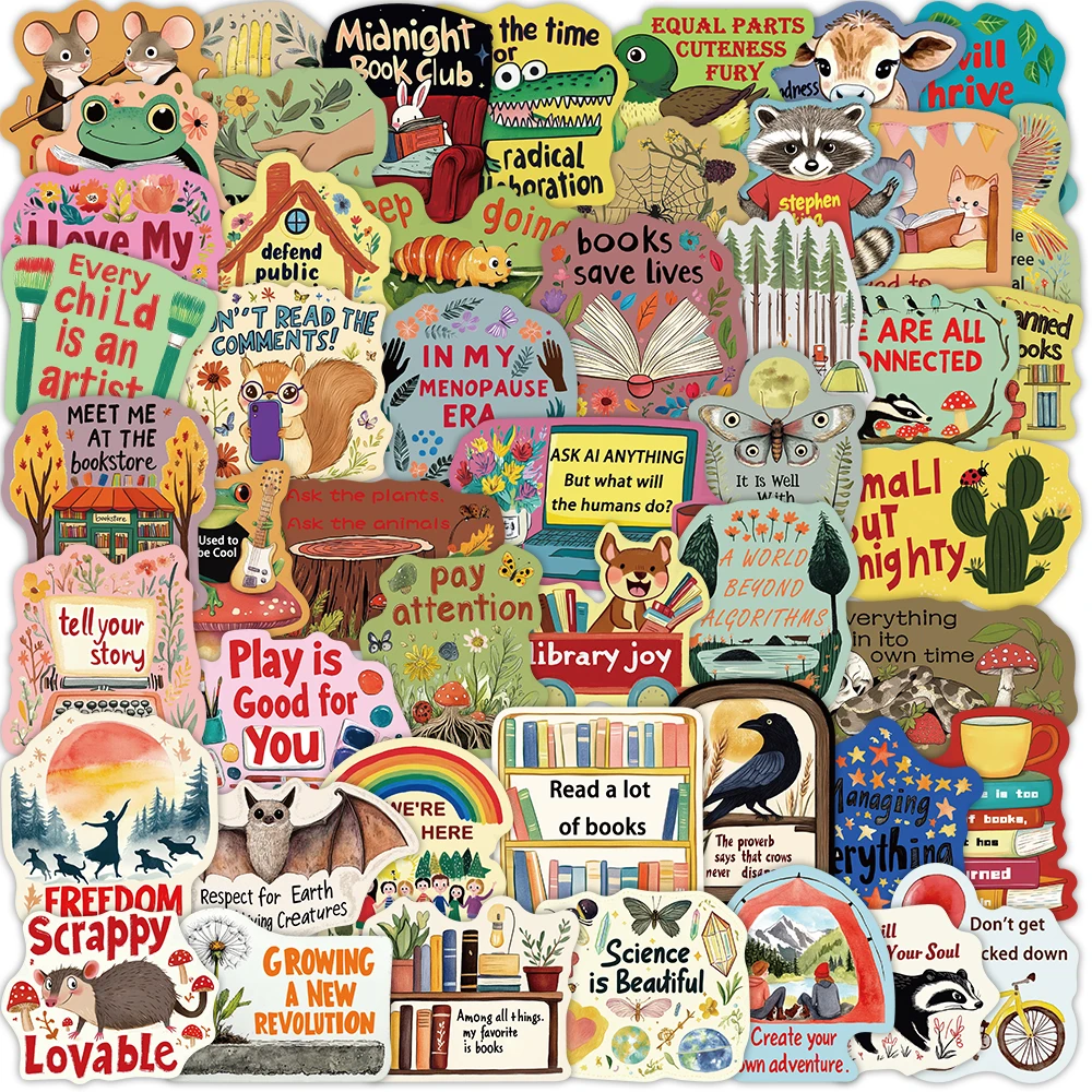 50PCS Cartoon Dopamine Inspirational Stickers Decorative Water Cups Guitar DIY Phone Case Luggage Laptop Waterproof Toy Stickers