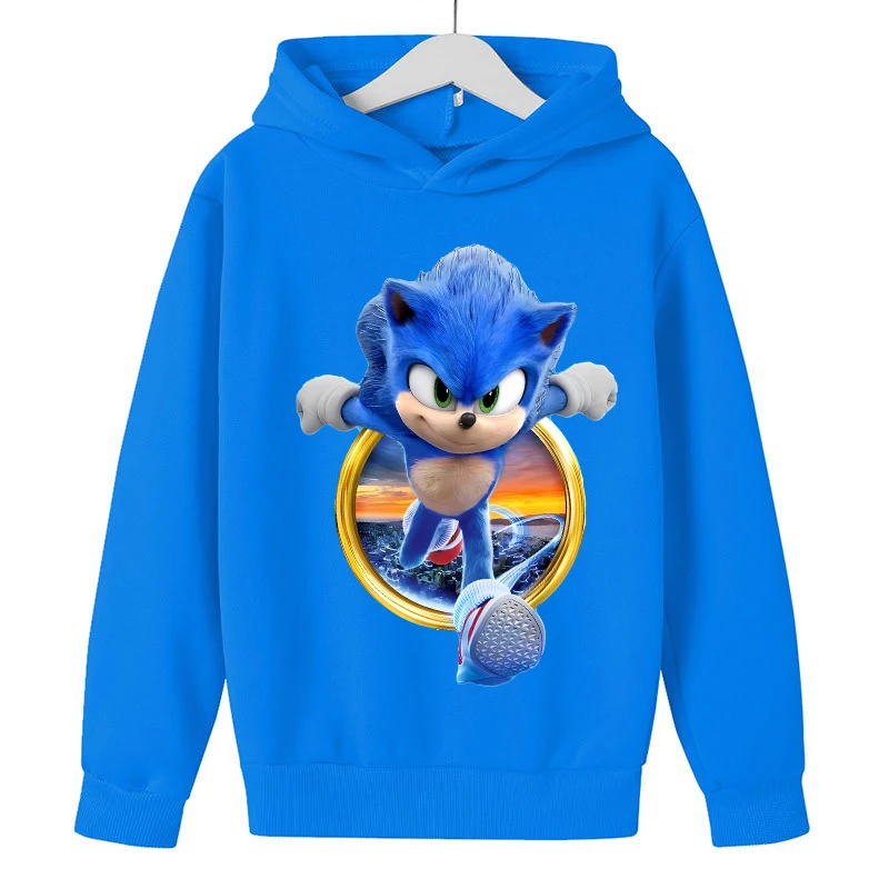 New Sonics Kids Hoodie Anime Cartoon Printed Hoodies Baby Boys Winter Casual Hooded Sweatshirts 2024 Autumn Children Clothing