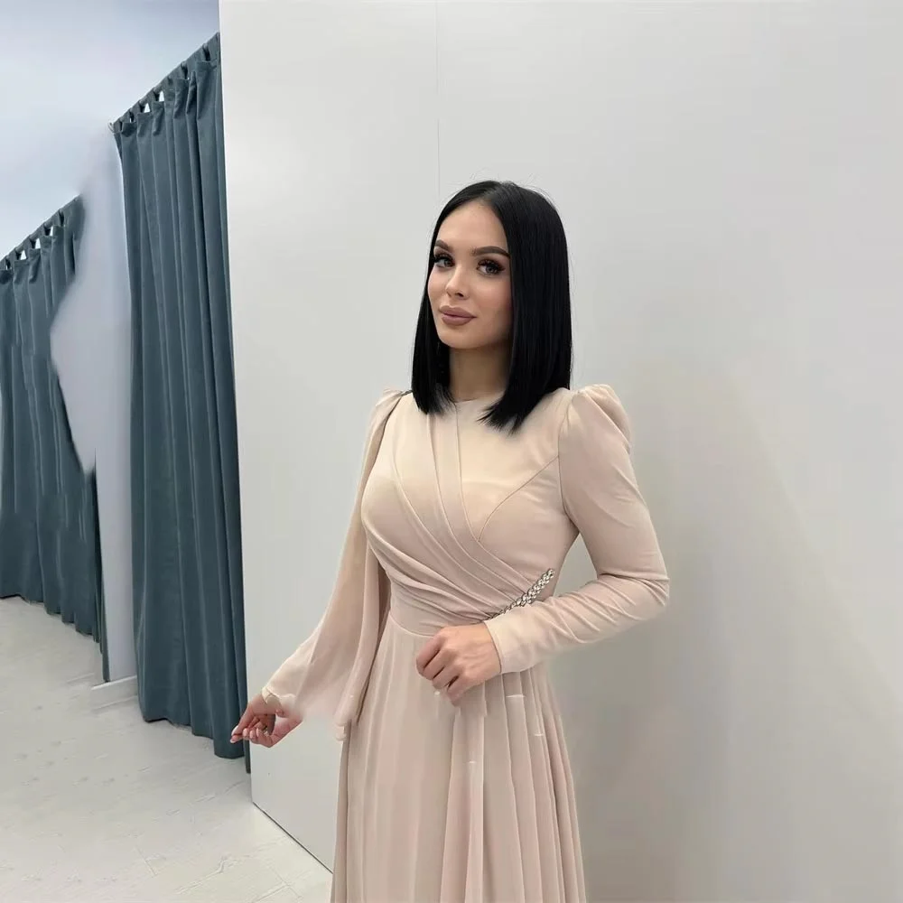 Exquisite Beading A-line Ruched Evening Dress Charming Sexy Ruffles Prom Dress Chiffon Party Gown вечернее платье Customized