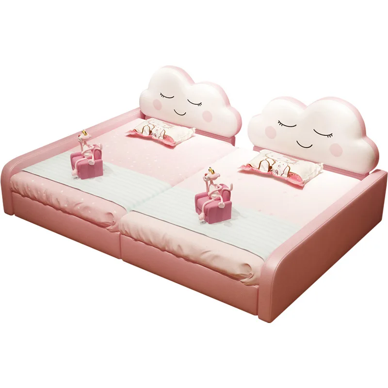 Muebles para niños y niñas, tatami de princesa, gemelos, combinación de cama para padres e hijos, empalme de cama más barandilla de banda ancha l