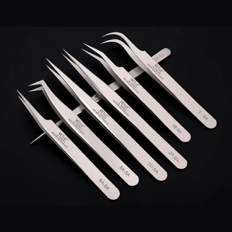 Pinça de cílios de aço inoxidável pinça anti-magnética profissional para volume 3d extensão de cílios ferramentas de maquiagem