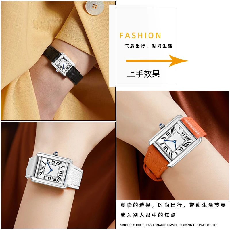14mm 16mm 18mm 20mm watchband For Cartier Tank London Solo Key Dumont Watch Strap Genuine Leather Wrist Strap men women band view 4