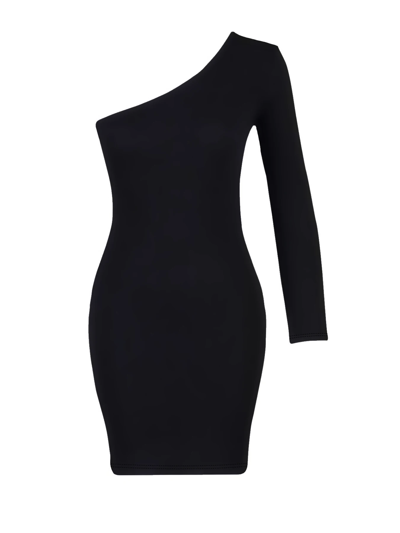 Y2K Mini abito con maniche a spalla nera da donna Night Shop Party abito attillato con colletto inclinato femminile primavera estate Sexy Streetwear