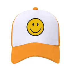 Smile Face Trucker Hat Retro Mesh Baseball Cap with Smile Patch Foam Neon High Crown Y2K Czapki dla mężczyzn i kobiet (pomarańczowe)