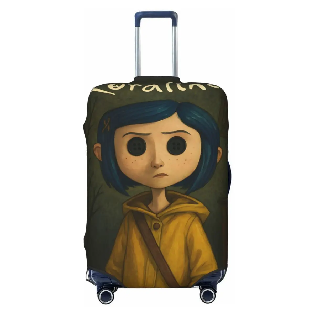 

Пользовательские милые Coraline Twitchy Witchy Girl чехол для багажа протектор моющиеся ужасы страшный фильм дорожные чехлы для чемоданов