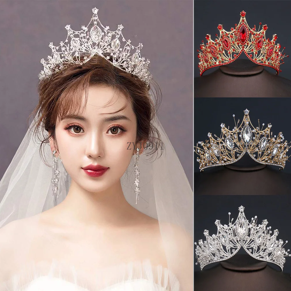 *Bride Vintage Rhinestone Queen Crown Princess Headwear Headband Wedding Hair Jewelry Party Gift for Girls