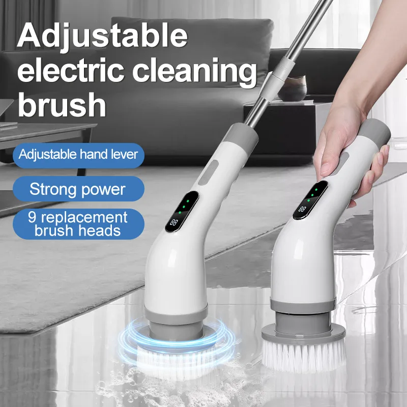 

Suitable for 2025 new multi-function electric cleaning brush with digital display extended telescopic wireless multi-head cleani