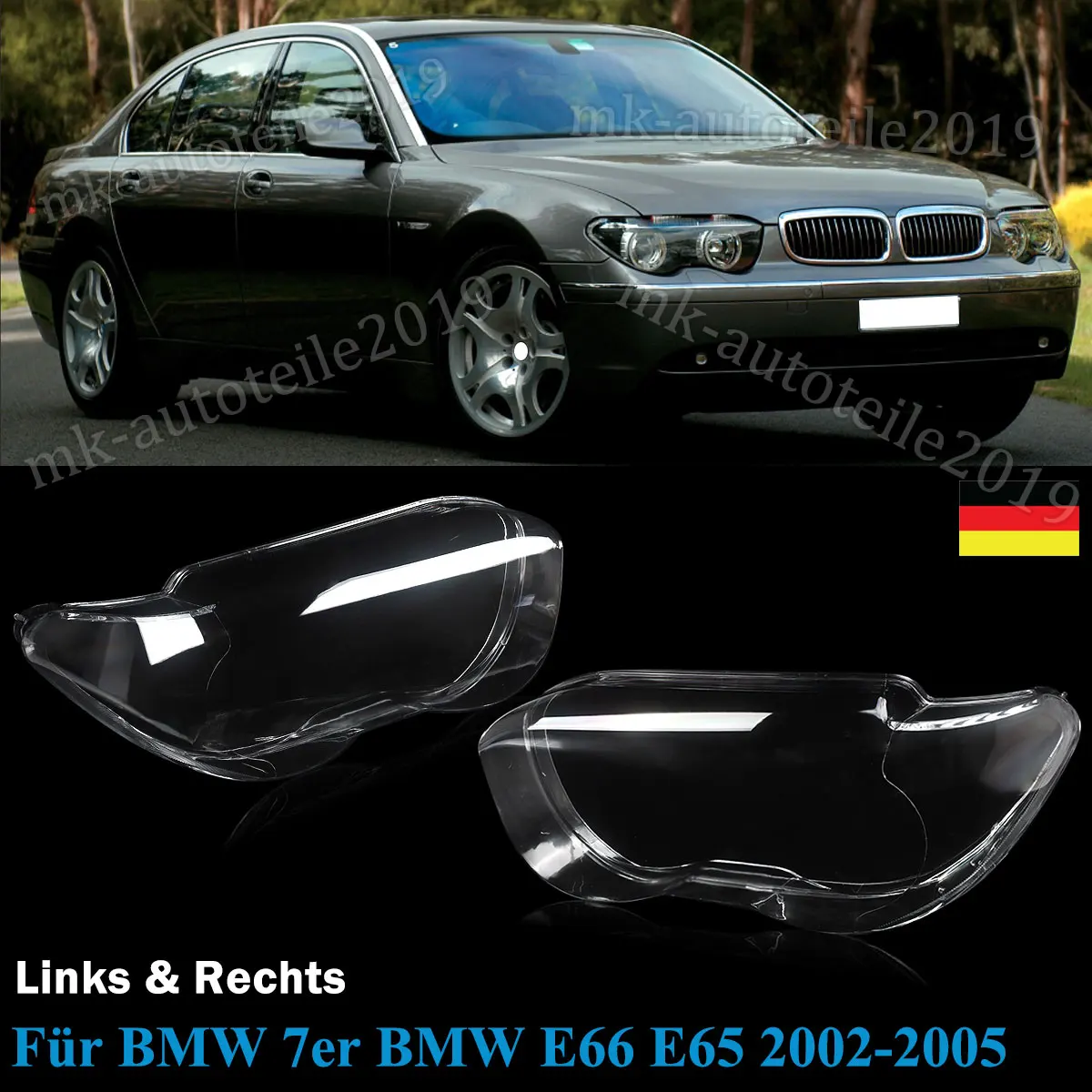 

Для BMW 7 серии E65 E66 745i 745Li 760i 760Li 2002-2005: Прозрачные крышки фар (пара) / Защитные колпаки для фар