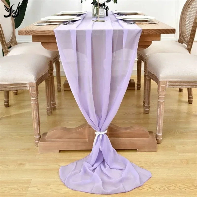 Chiffon Table Runner Wedding Decoration Birthday Table Runner Tablecloth Christmas Home Decoration Country Wedding 70X300CM