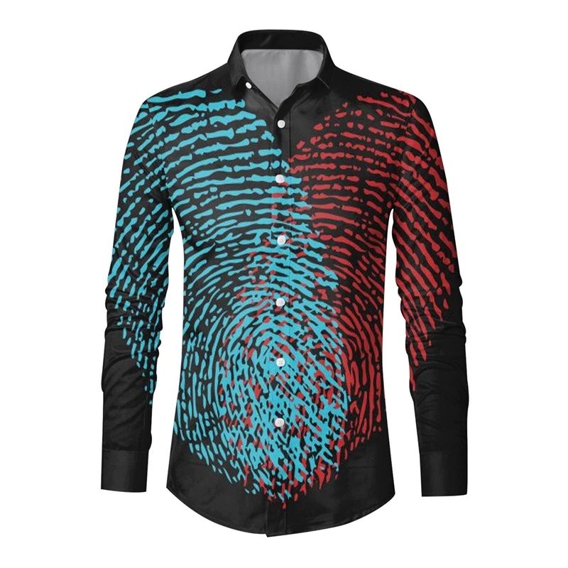 Luxury Men\'s Shirts Fashion Love Pattern 3D Printed Long Sleeve Tops Turn-down Collar Buttoned Shirt Party Club Unisex Blouses