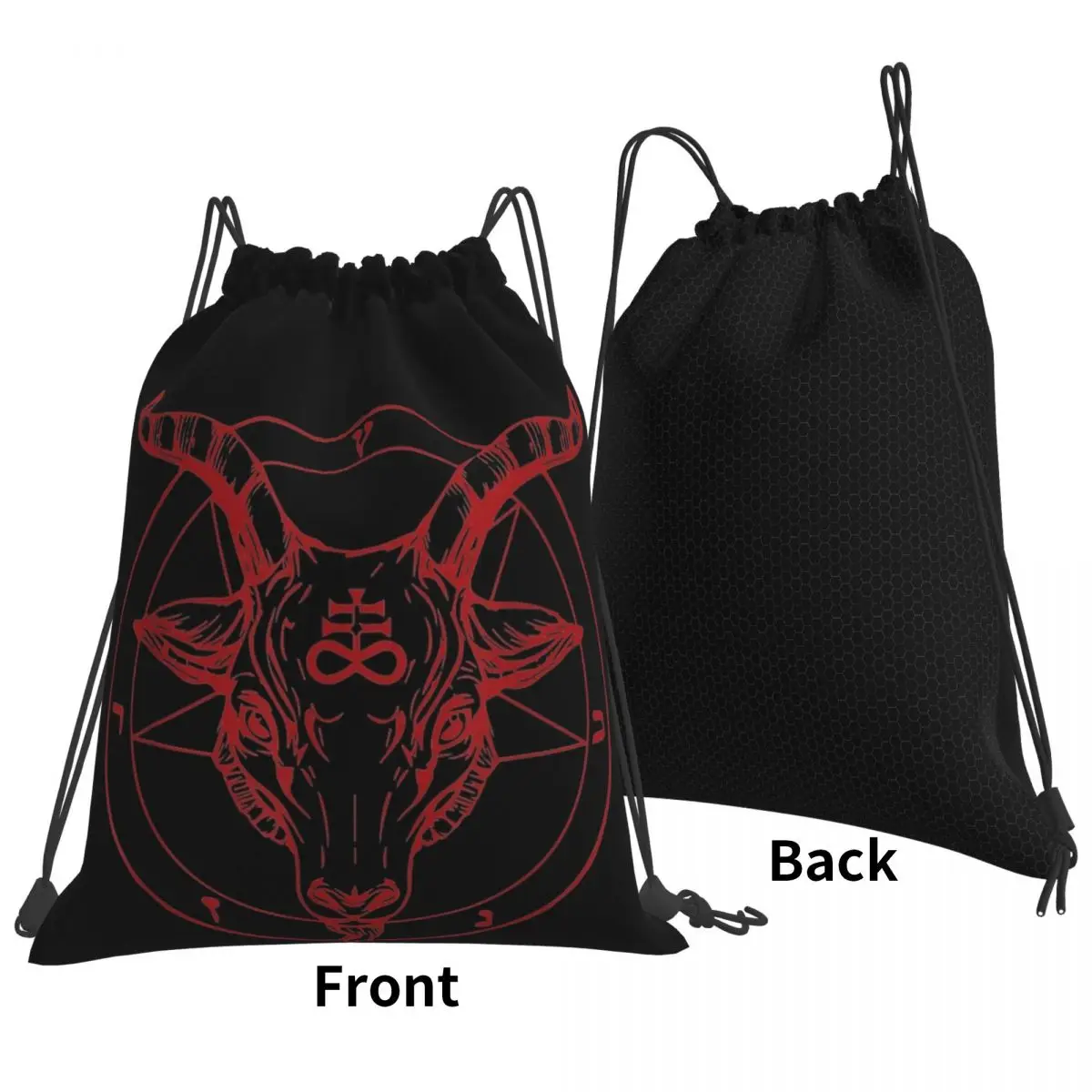 Baphomet Satanic Goat Backpacks Fashion Drawstring Bags Drawstring Bundle Pocket Sports Bag Book Bags For Man Woman Students