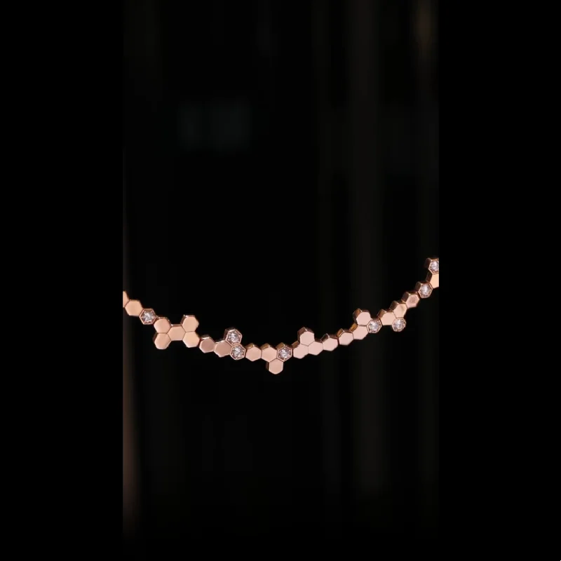 Bellux Pendant Chain S925 Silver Plated Rose Gold Synthetic Gemstone Jewelry Honeycomb Fashion Necklace for Women