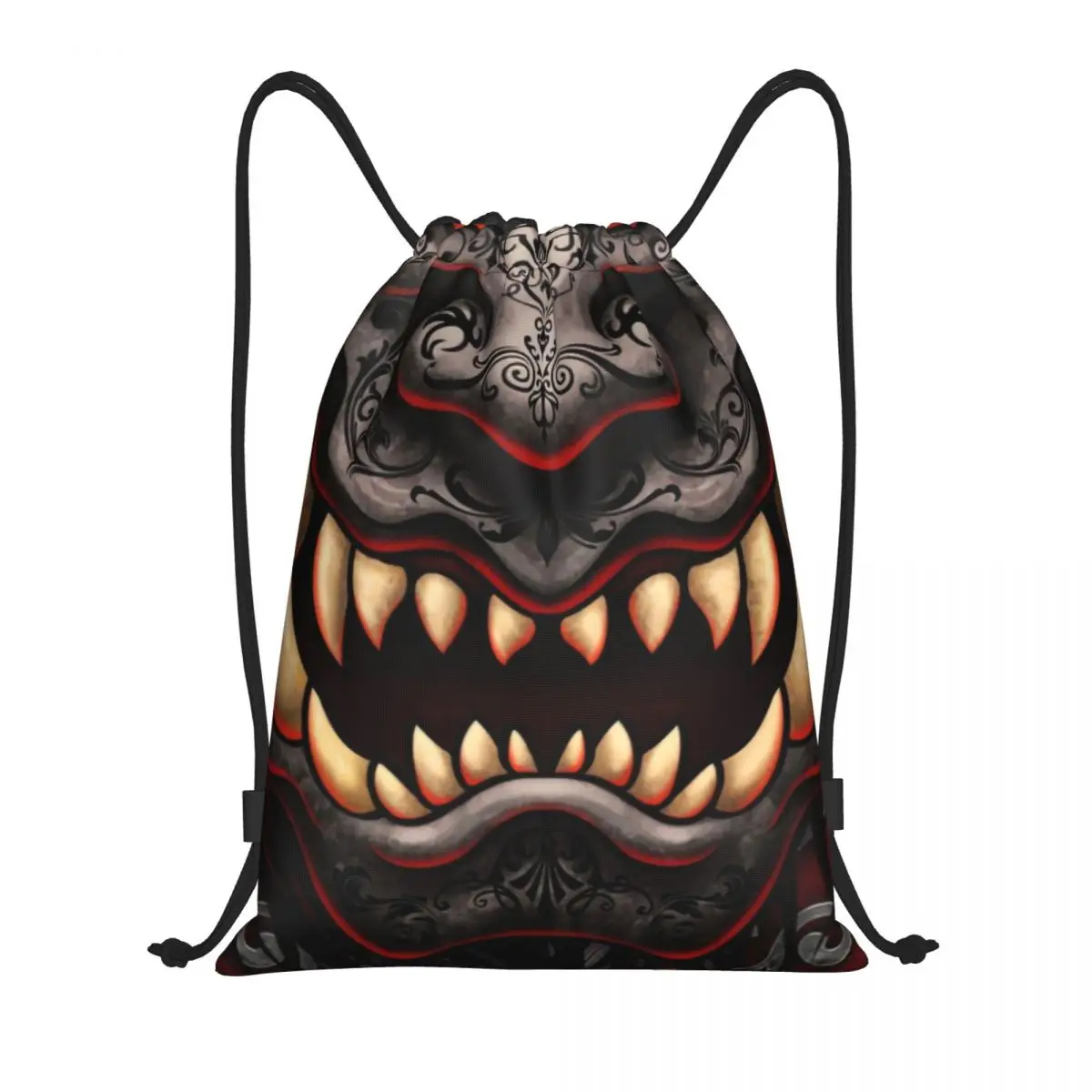 Пользовательские готические сумки Oni Hannya на шнурке для покупок, рюкзаки для йоги, женские и мужские японские самурайские демоны, спортивный рюкзак для спортзала