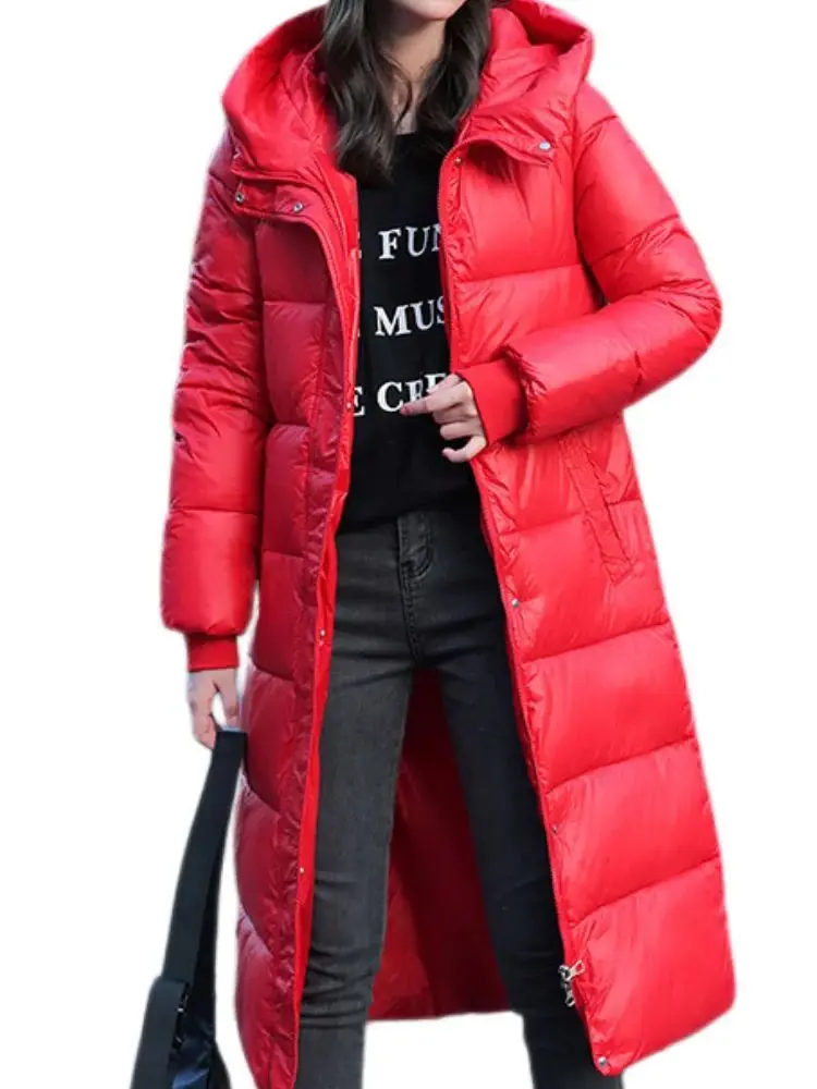 

2023 New Long Hooded Women's Parkas Faion Thi down Cotton Autumn Season Camel down Filling Ladies Premium Clothing