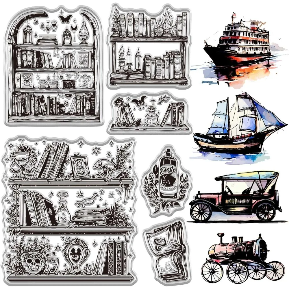 Klare Stempel für Fahrzeuge, Schiff, Flugzeug, Auto, wiederverwendbar, transparente Silikon-Stempelsiegel für Journaling, Kartenherstellung, Dekor, DIY