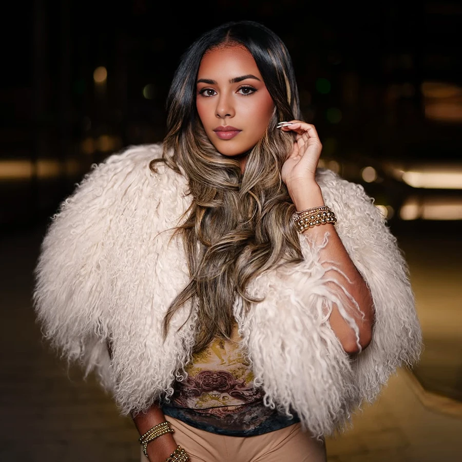 

Women's Fur Coat Cropped Real Mongolian Lamb Fur Coat Natural Sheepskin Fur Jacket Fashion Winter Warm Bolero Jacket