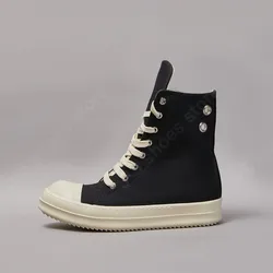 Ricks Shoe High Top Canvas Shoe Sneaker Brand RO Shoes Women Casual Shoe Owen Men shoe Lace Up Black metal holes breathable shoe