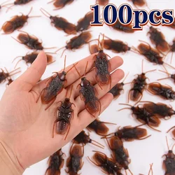 100-1Pcs Artificial Fake Roach Insects Realistic Cockroach Halloween Party Decoration Plastic Bugs Novelty Trick Props Kids Toys