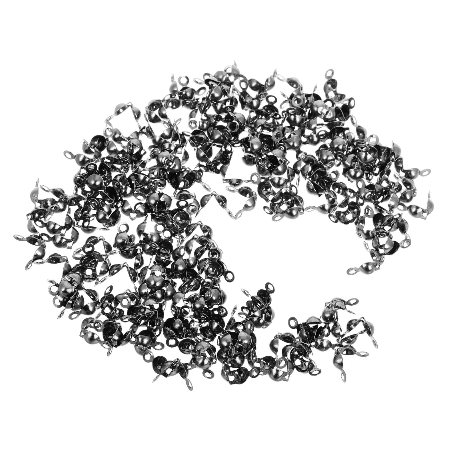 

200Pcs Metal Crimp Bead Covers for DIY Jewelry Making Ball Chain Calotte End Crimps Bead Caps Crimping Tubes Craft Finding