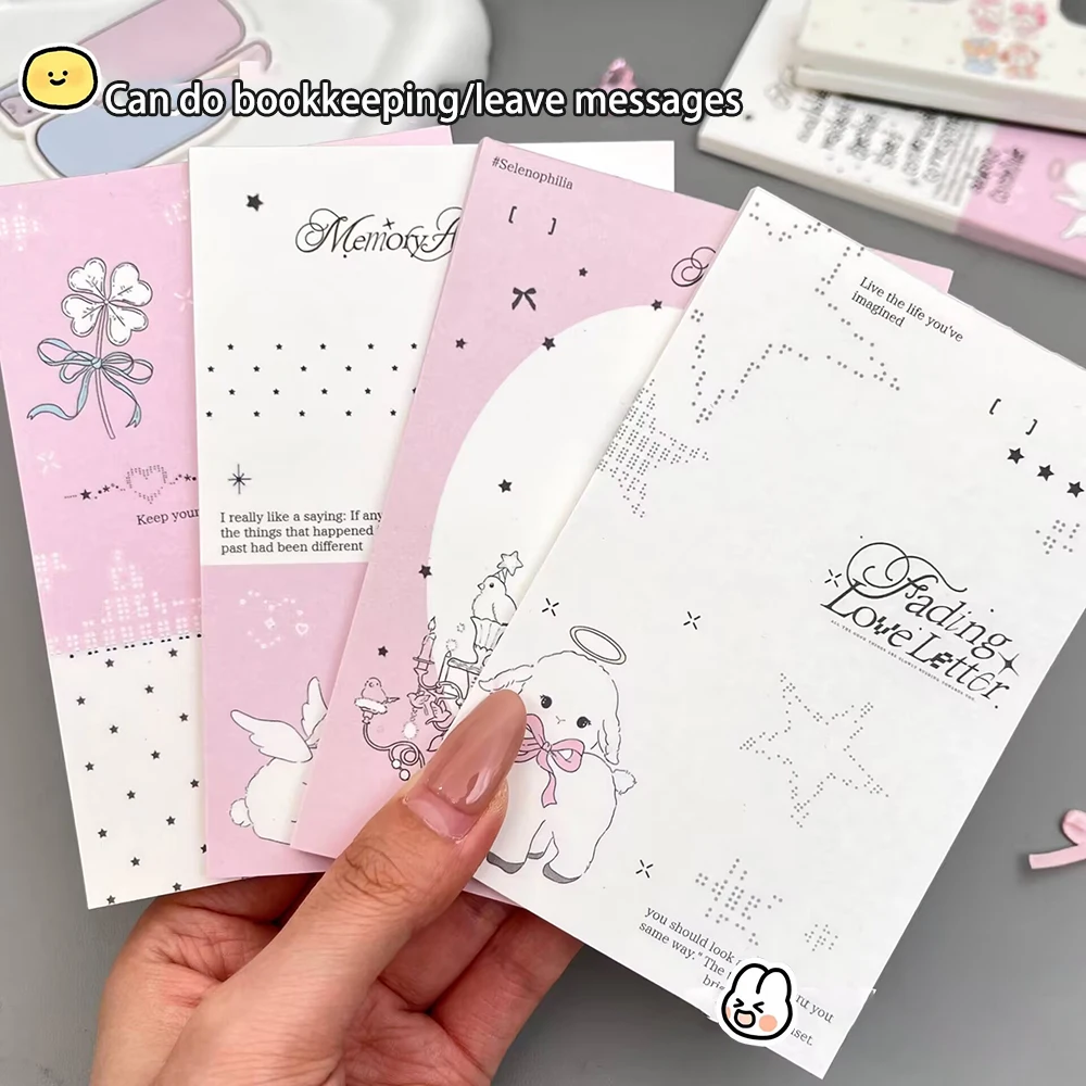 50 Blatt „Lucky Angel“-Notizbuch im A7-Format, ansprechendes Design, im „Ins“-Stil, nicht klebend, tragbar, ideal für Schüler, Material: Papier. – Detail 2