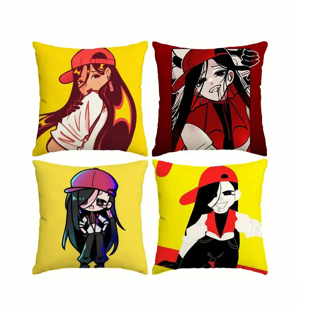 Horror Game M-Meat Girl Y-Yi Xi Singer  Pillow Case Square Double-Sided Sofa Cushion Cover Bedroom Bedside Pillow