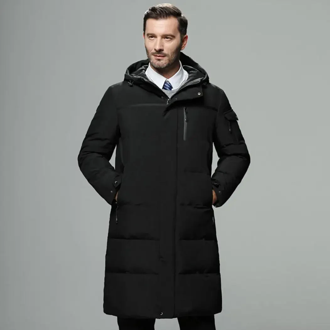 2024 New Down Jacket Men's Long Winter Young Men White Duck Down Hooded Warm Coat Tide Winter Jacket Men Coat