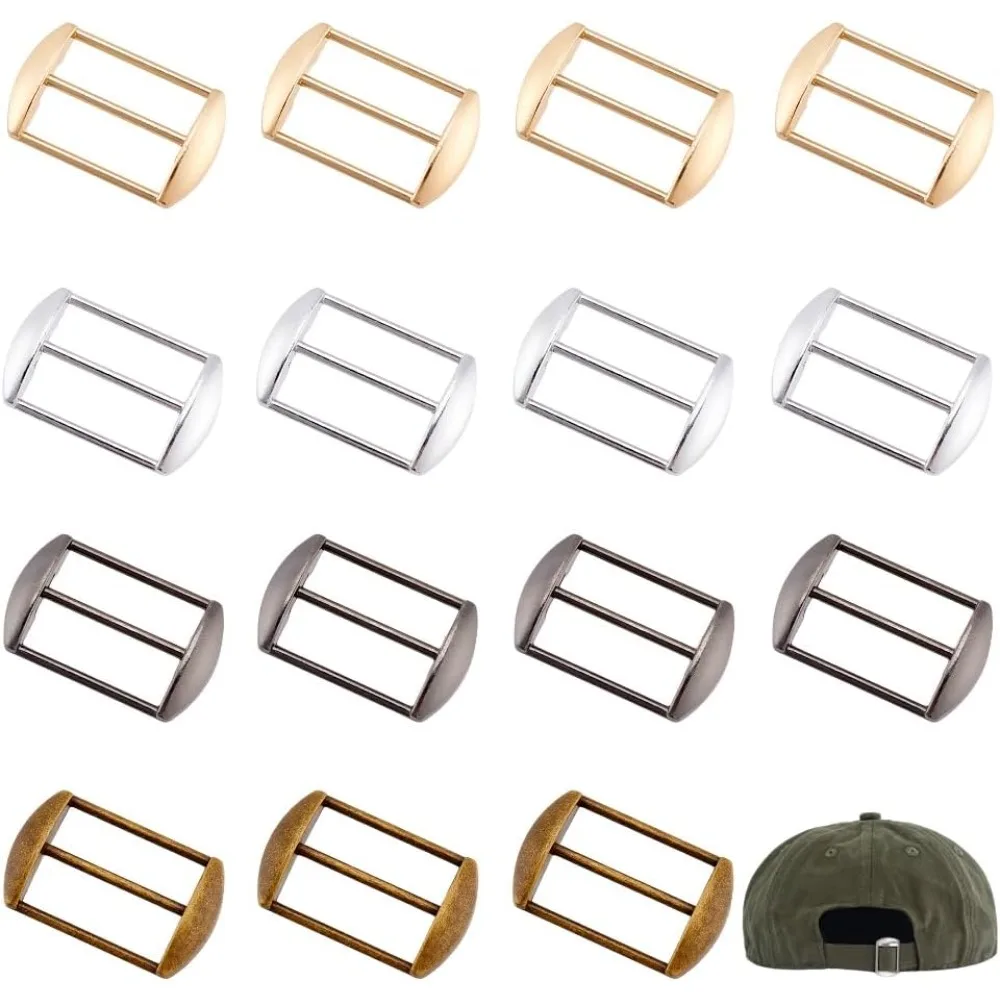 

24Pcs Alloy Tri-Glide Slides Buckles 4 Colors Rectangle Cap Strap Adjuster Slider Tri-Glide Buttons Adjustable Buckle Fasteners