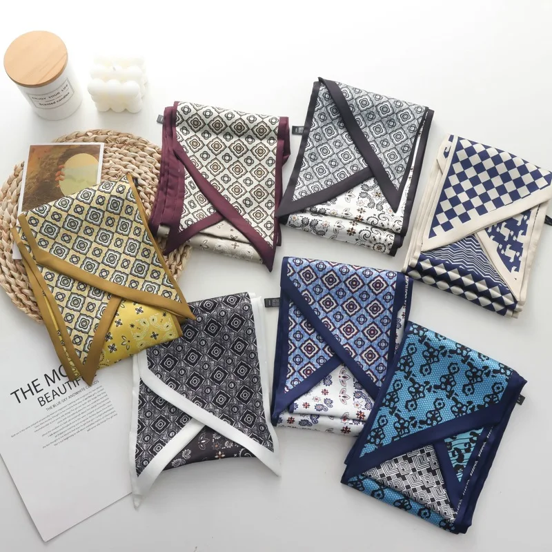 2025 جديد الربيع والخريف لونين الرجعية قطاع وشاح حريري صغير الخارجي الغربي الجمعية قميص المهنية وشاح رقيقة وشاح