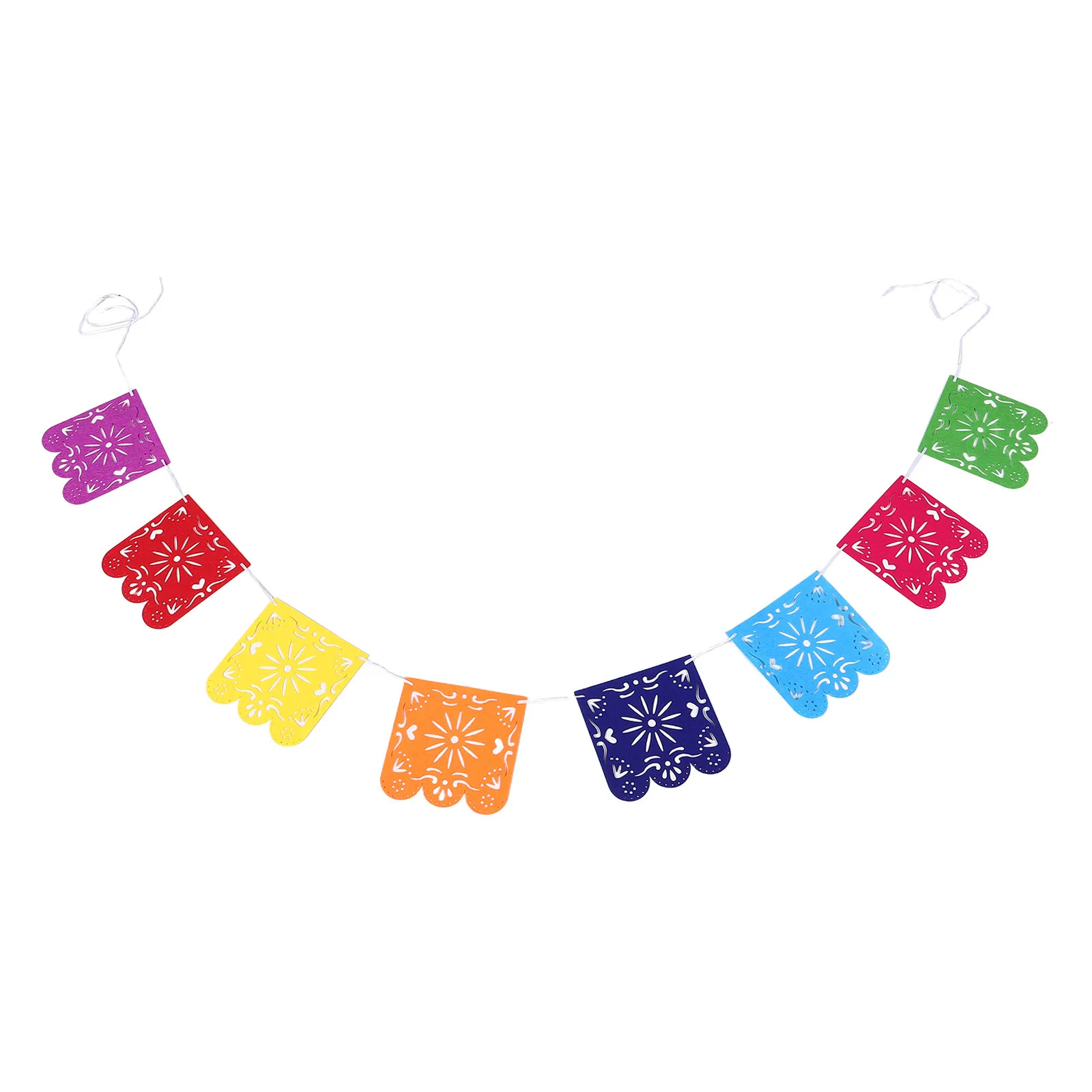 

Colorful Mexican Felt Garland Bunting Flags Nonwoven Fabric Banner for Fiesta Birthday Day of The Decorations