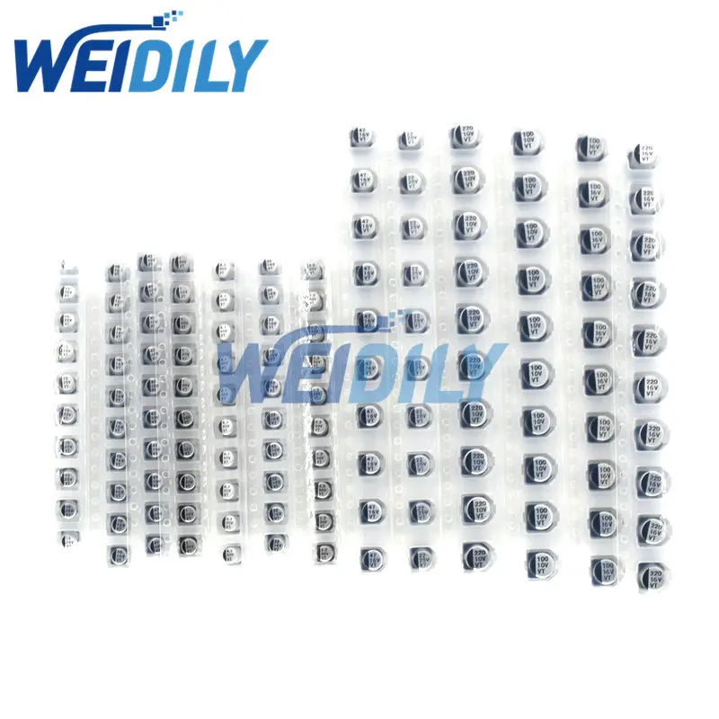 130PCS 1uF-220uF SMD Aluminum Electrolytic Capacitor Assorted Kit Set 13values*10pcs=130pcs Capacitance Samples Kit New