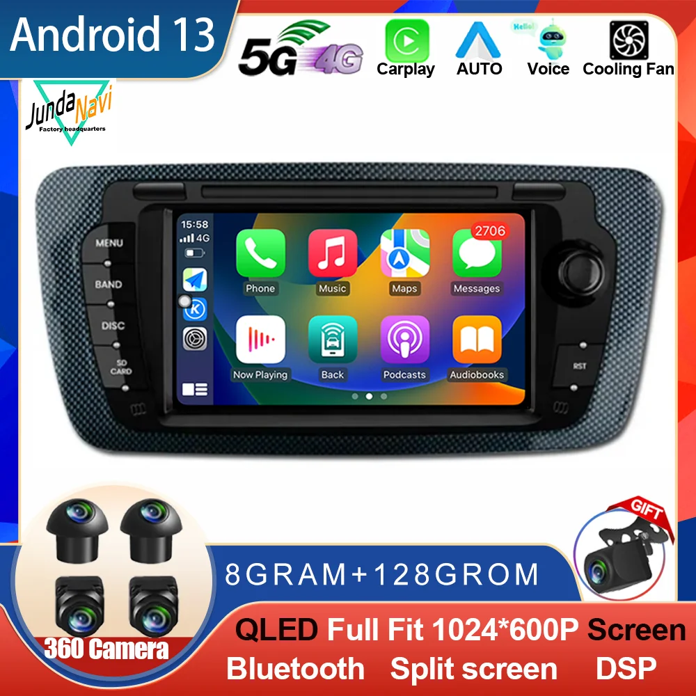 

Автомобильный радиоприемник на Android 13 для Seat libiza 6j 2009 2013, Беспроводной мультимедийный видеоплеер Carplay, автомобильная навигация, стерео 7 дюймов