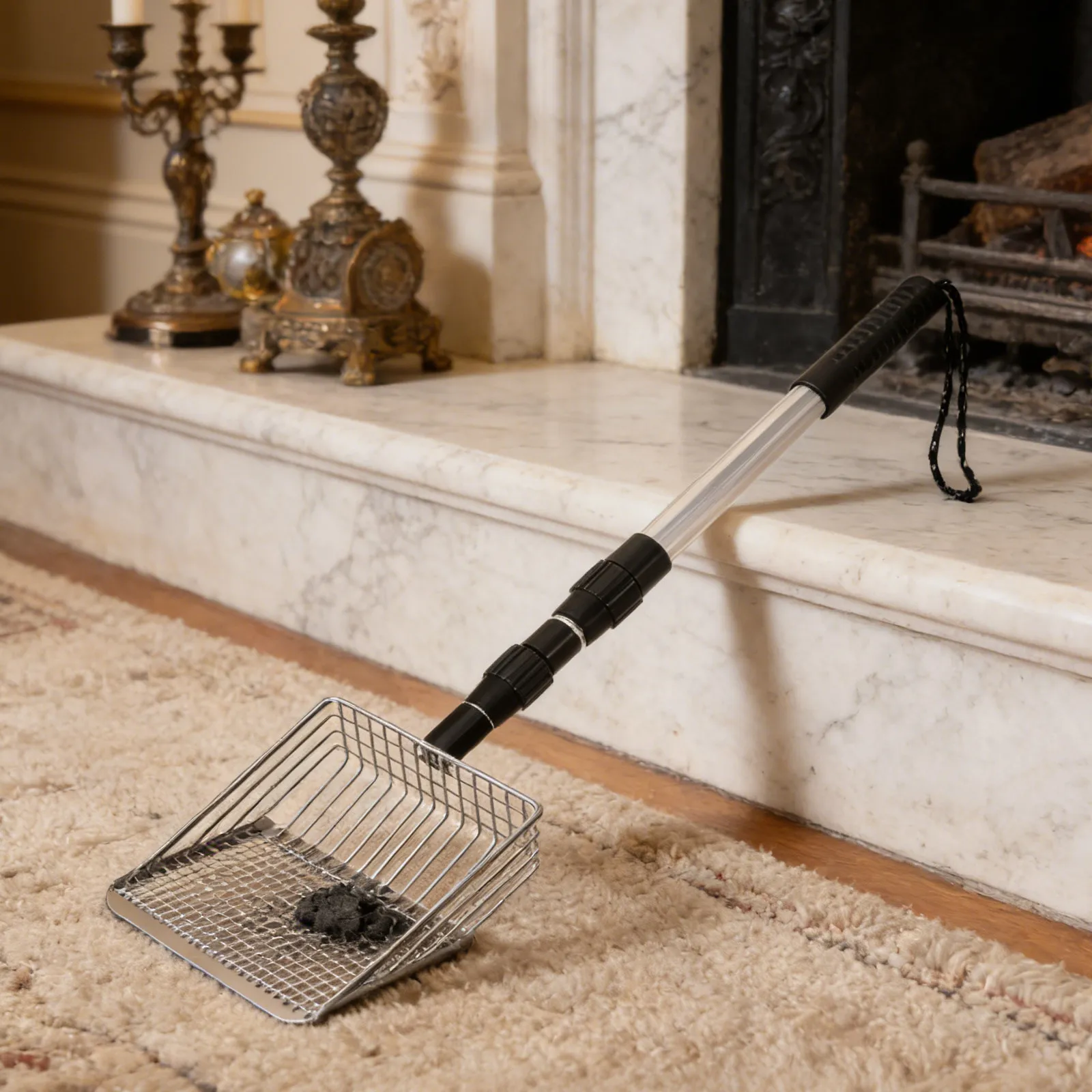 Ash Sifter Shovel Hollow-Out Adjustable Charcoal Scoop Fireplace Tool for Wood Stove Fire Pit Efficient Coal Ash Separation