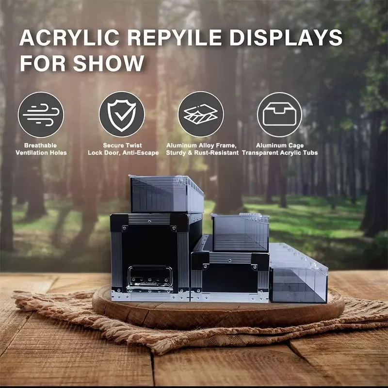 Secure Durable Custom Aluminum Flight Case Escape Proof Ventilation for Snake Spider Chameleon Lizard Gecko Display Cabinet