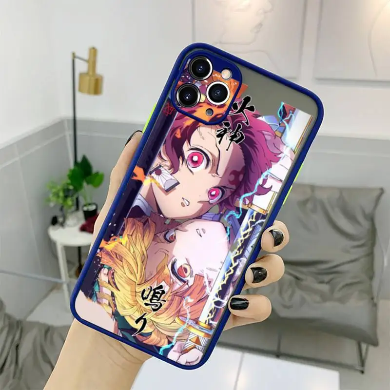 Anime Demon Slayer Téléphone étui pour iphone 11 12 13 Pro MAX X XS Max XR Mini 7 8 Plus Kimetsu No Yaiba Couverture En Silicone Dur
