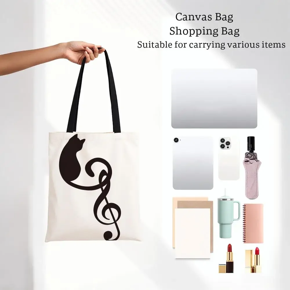 decorative graphic M-Music Note Heartbeat Storage Bags Printed Series Shoulder Bag Portable Daily Lightweight Tote Bag