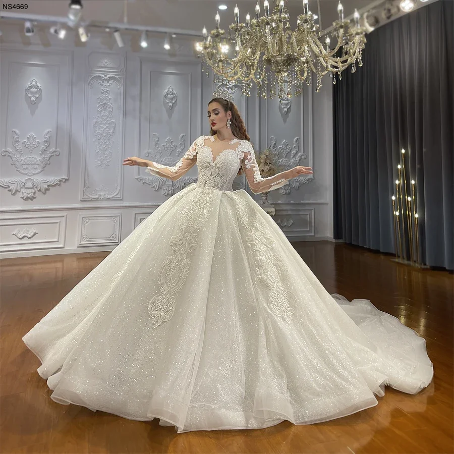 Customized Luxury Lace Appliques Sleeves Off Wedding Gown Ball Gown Style Amanda Novias Official