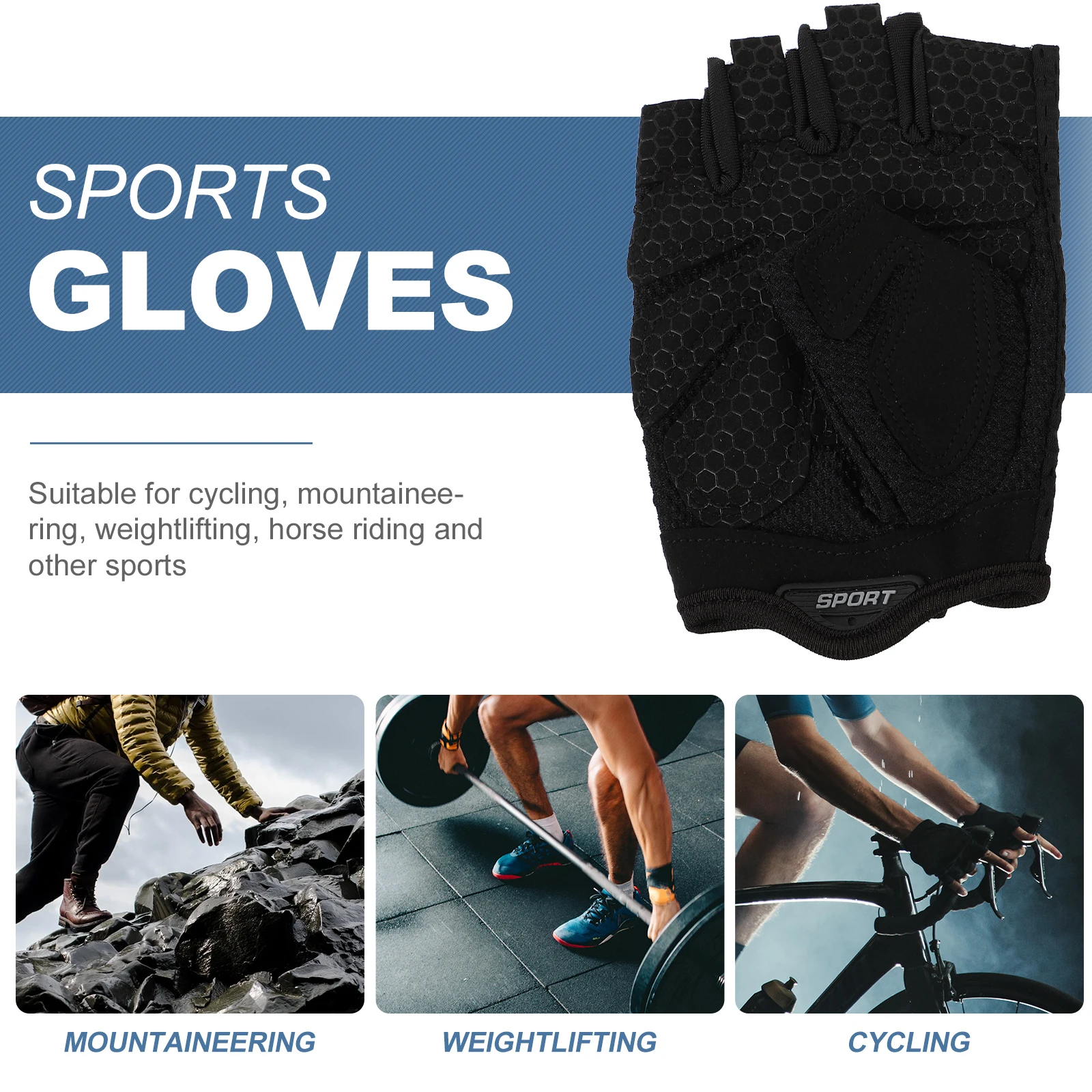

1 Pair Breathable Half-Finger Gloves Anti-Slip Riding Sports Gloves Outdoor Cycling