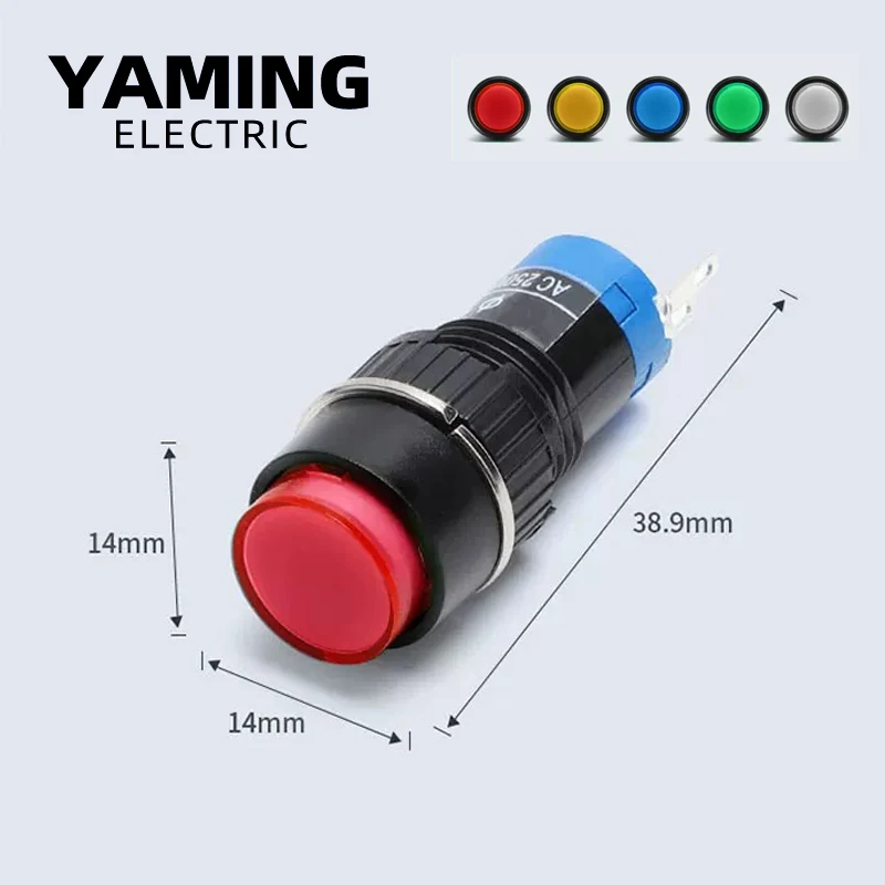 5pcs Push Button Switch 12mm With Light Latching/Locking Momentary/Reset Lamp Mini Indicator 1NO1NC