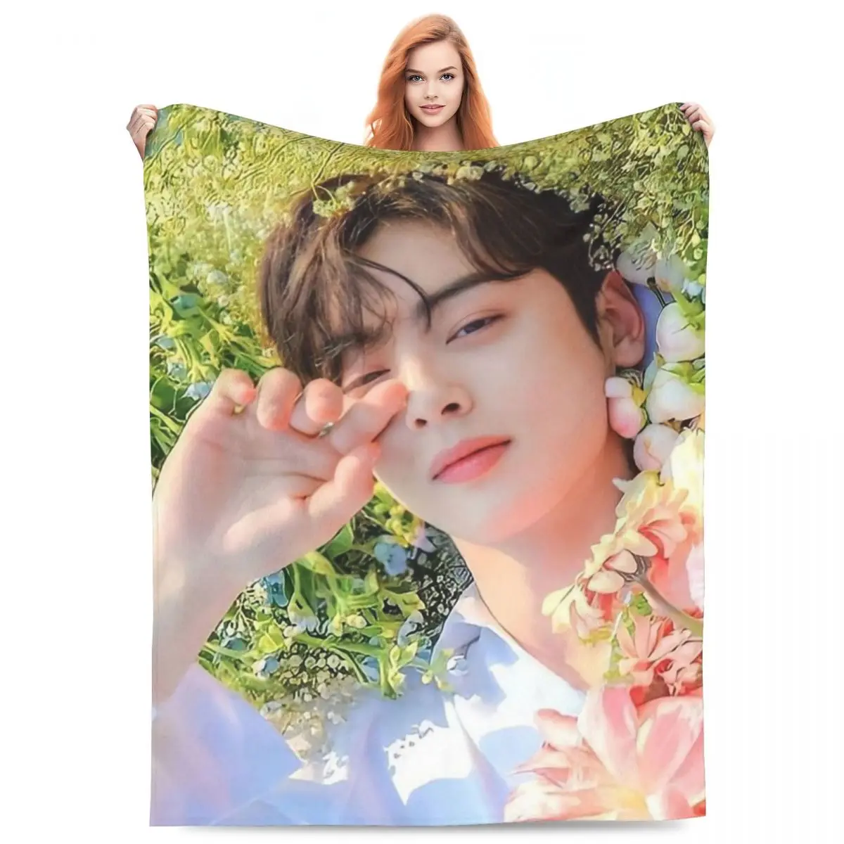 

New Arrival Idol Cha Eun Woo Blankets Super Soft Fleece ASTRO Comfortable Throw Blanket Machine Washable